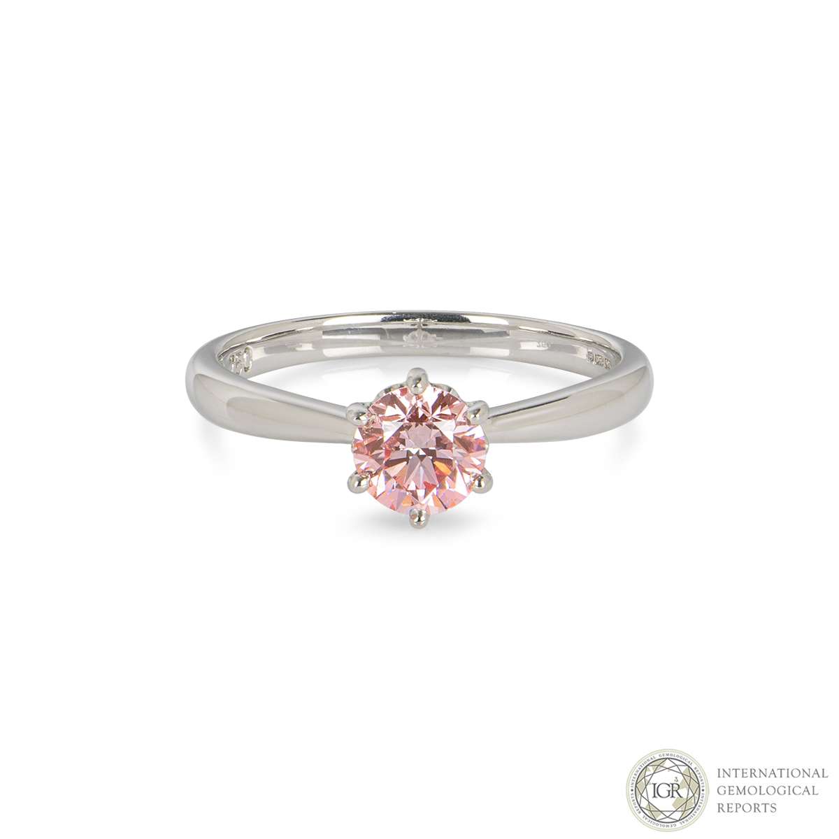 White Gold Fancy Intense Enhanced Pink Diamond Ring 0.66ct